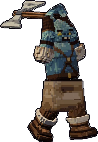 Blocky dragonborn barbarian paper mini in the two-handed attack pose