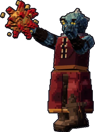 Blocky dragonborn sorcerer paper mini in the cast a spell pose