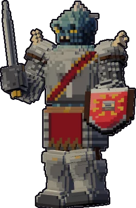 Papermini de dracónido guerrero con estilo de bloques, en pose en guardia