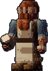 Papermini de enano tabernero con estilo de bloques, en pose reposo