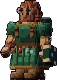 Blocky dwarf merchant paper mini in the idle pose