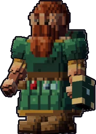 Papermini de enano mercader con estilo de bloques, en pose reposo
