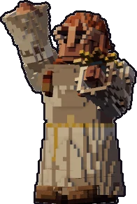 Blocky dwarf priestess paper mini in the bless pose