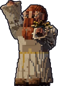 Papermini de enano sacerdote con estilo de bloques, en pose bendecir