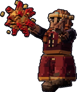 Blocky dwarf sorcerer paper mini in the cast a spell pose