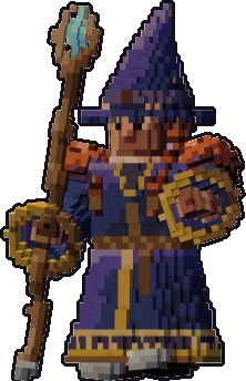 Blocky dwarf wizard paper mini in the with staff pose