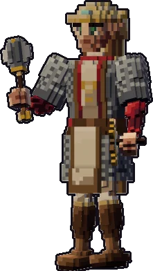 Blocky elf cleric paper mini in the on guard pose