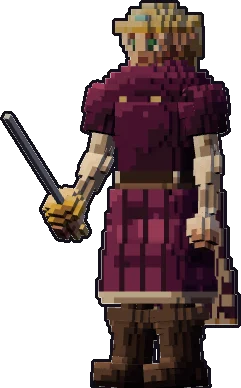 Papermini de elfo noble con estilo de bloques, en pose reposo