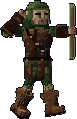 Blocky elf ranger paper mini in the shoot pose