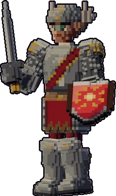 Papermini de elfa guerrera con estilo de bloques, en pose en guardia