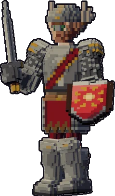 Papermini de elfo guerrero con estilo de bloques, en pose en guardia