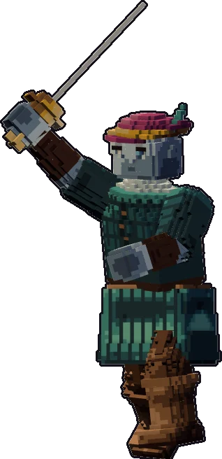 Blocky frost giant bard paper mini in the one-handed attack pose
