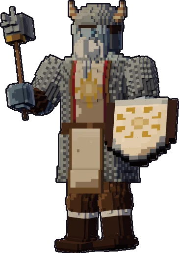 Papermini de gigante de escarcha clérigo con estilo de bloques, en pose en guardia