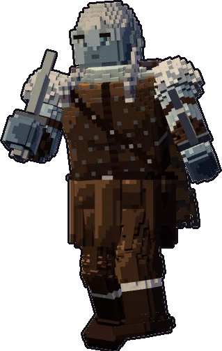 Blocky frost giant rogue paper mini in the stalking pose