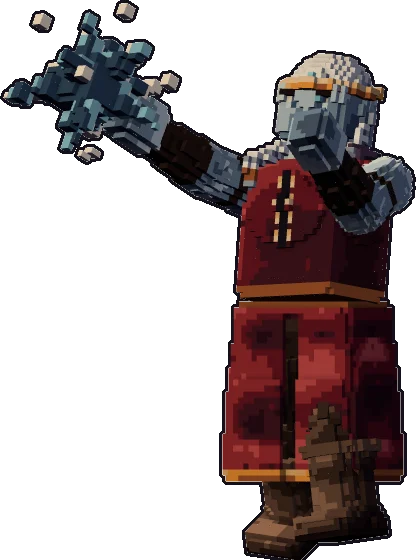 Blocky frost giant sorcerer paper mini in the cast a spell pose