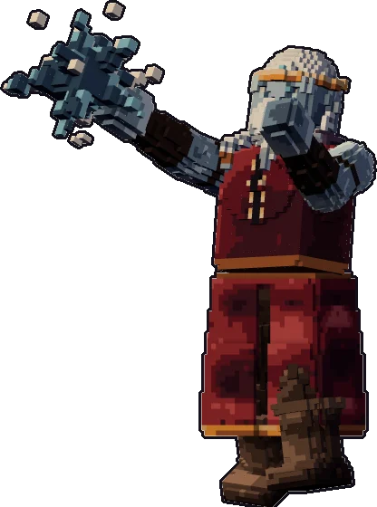 Blocky frost giant sorcerer paper mini in the cast a spell pose