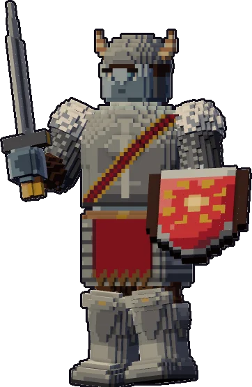 Blocky frost giant warrior paper mini in the on guard pose