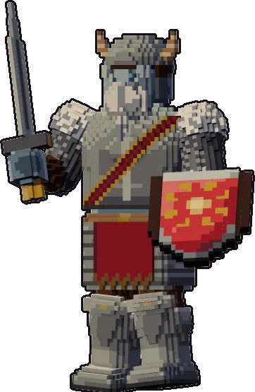 Papermini de gigante de escarcha guerrero con estilo de bloques, en pose en guardia