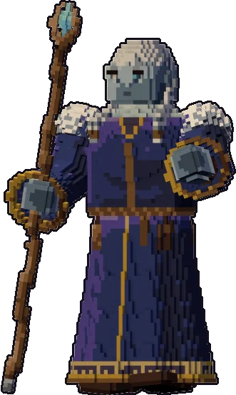 Blocky frost giant wizard paper mini in the with staff pose