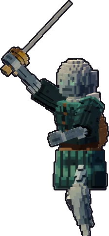 Blocky ghost bard paper mini in the one-handed attack pose