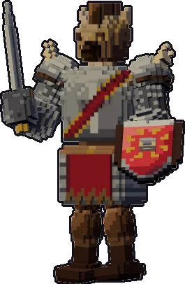 Papermini de gnoll guerrero con estilo de bloques, en pose en guardia