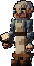 Blocky gnome innkeeper paper mini in the idle pose