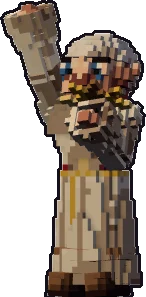 Papermini de gnoma sacerdotisa con estilo de bloques, en pose bendecir
