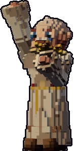 Papermini de gnomo sacerdote con estilo de bloques, en pose bendecir
