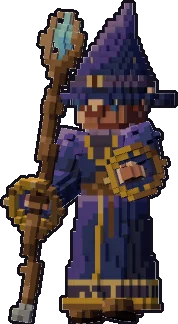 Blocky gnome wizard paper mini in the with staff pose