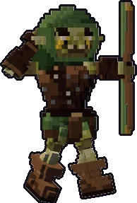 Blocky goblin ranger paper mini in the shoot pose