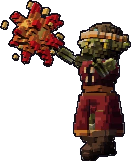 Blocky goblin sorcerer paper mini in the cast a spell pose