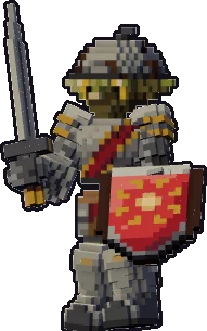 Blocky goblin warrior paper mini in the on guard pose