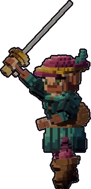 Papermini de mediana barda con estilo de bloques, en pose ataque a una mano