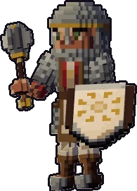 Papermini de mediana clériga con estilo de bloques, en pose en guardia