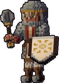 Papermini de mediano clérigo con estilo de bloques, en pose en guardia