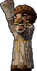 Blocky halfling priestess paper mini in the bless pose