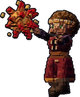 Blocky halfling sorcerer paper mini in the cast a spell pose