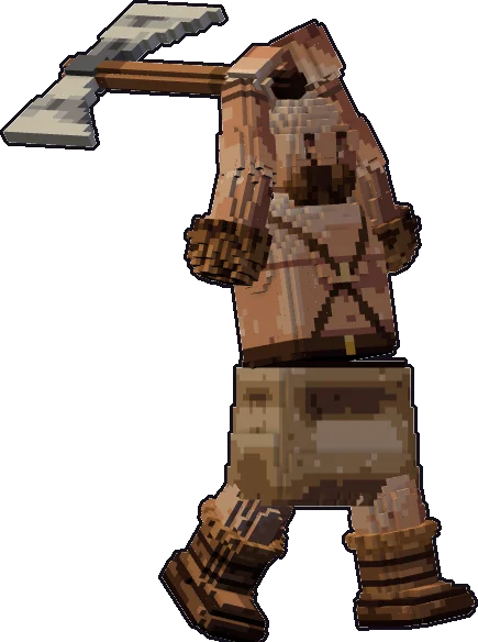 Papermini de gigante de las colinas bárbaro con estilo de bloques, en pose ataque a dos manos