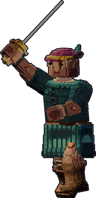 Blocky hill giant bard paper mini in the one-handed attack pose