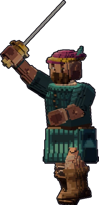Blocky hill giant bard paper mini in the one-handed attack pose