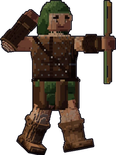 Blocky hill giant ranger paper mini in the shoot pose