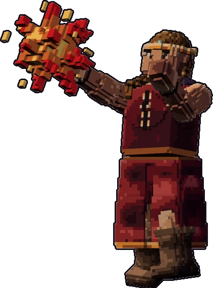 Blocky hill giant sorcerer paper mini in the cast a spell pose