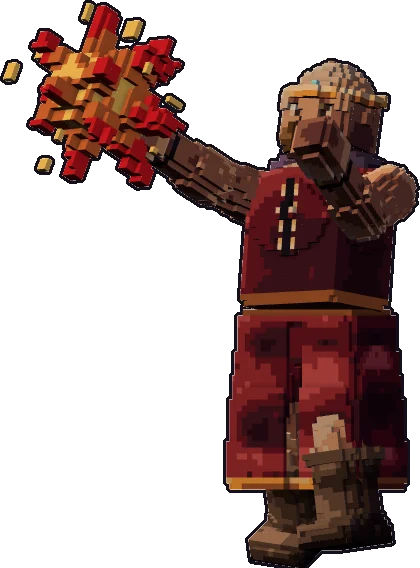 Blocky hill giant sorcerer paper mini in the cast a spell pose