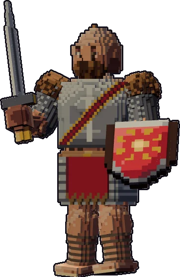 Papermini de gigante de las colinas guerrero con estilo de bloques, en pose en guardia