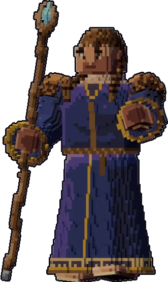 Blocky hill giant wizard paper mini in the with staff pose