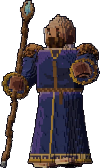 Papermini de gigante de las colinas mago con estilo de bloques, en pose con bastón