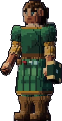 Blocky human merchant paper mini in the idle pose
