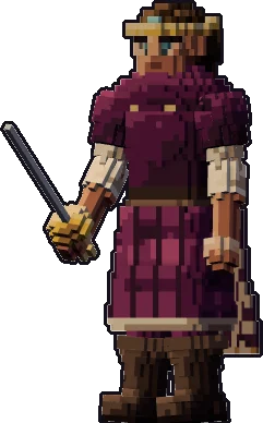 Papermini de humana noble con estilo de bloques, en pose reposo