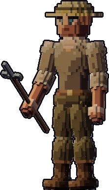 Blocky human peasant paper mini in the idle pose
