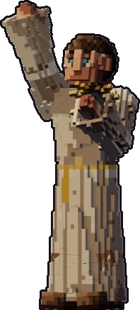 Papermini de humano sacerdote con estilo de bloques, en pose bendecir